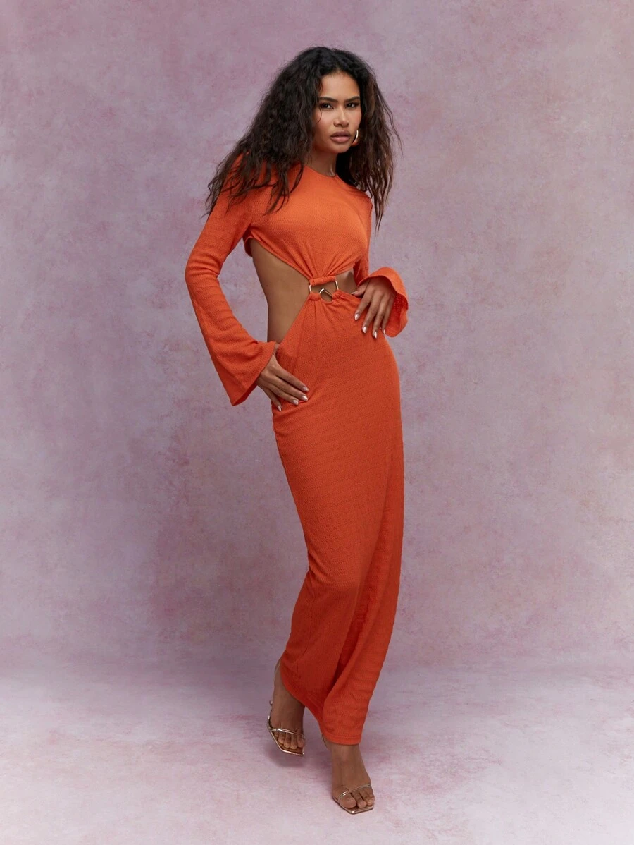 sleeveless flare dress Reve Crochet Flare Sleeve Maxi Dress