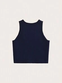 Button Front Split Hem Knit Top