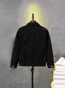 SHEIN Tween Boy Söt och livlig jeansjacka - Svart - Visa 2