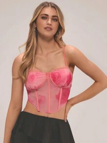 Forever 21 女士夏季新款蕾丝花卉浸染不对称下摆鱼骨派对背心 - 彩色 - 查看 1