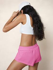 MISSGUIDED 帶束繩的短款運動熱褲 - 粉色 - 查看 5