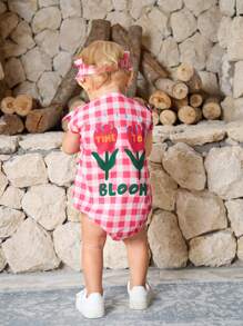 Baby Girls' Let Love Grow Elegant Floral Fable Pattern Peter Pan Collar Bodysuit, Fashionable & Adorable - Multicolor - View 2