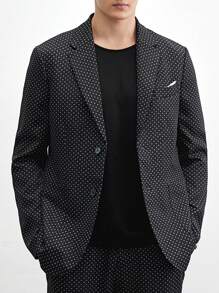 AKNOTIC Business Casual Áo khoác blazer nam dáng ôm in họa tiết dệt kim Easy Care, phù hợp mặc đi làm và đầu thu, mặc vào mùa thu đông - Màu xám đen - Xem 9