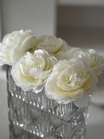 6pcs Artificial Peony Flower Head & 6pcs Stem, Table Arrangement Decoration Fake Flower, White Fake Flower For Home Office Party Wedding,Fake Plants,Fall Decor,Room,Desk,Garden Decor,Room Decoration Stuff