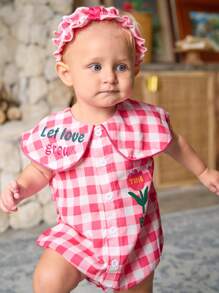 Baby Girls' Let Love Grow Elegant Floral Fable Pattern Peter Pan Collar Bodysuit, Fashionable & Adorable - Multicolor - View 4
