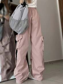Solid Flap Pocket Cargo Pants