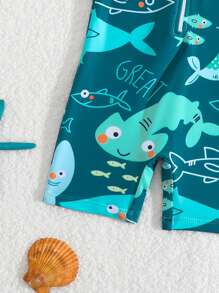 Baby Boy Infant/Toddler Swimsuit, Cartoon Printed One-Piece Bathing Suit