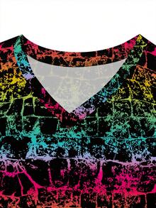Blusa de uniforme de manga corta con estampado de moda, de uso diario y sencillo para mujeres - Multicolor - Ver 5