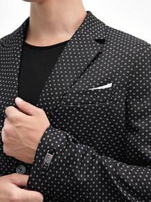 AKNOTIC Business Casual Áo khoác blazer nam dáng ôm in họa tiết dệt kim Easy Care, phù hợp mặc đi làm và đầu thu, mặc vào mùa thu đông - Màu xám đen - Xem 1