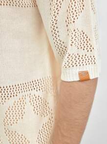 AKNOTIC Business Casual Men Casual Pointelle Knit Top For Summer