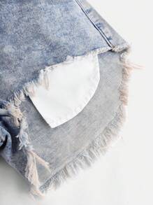 Teen Girls' Casual Fashionable  Denim Shorts - Light Wash - View 5