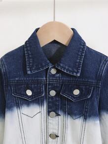 Áo denim rộng rãi thời trang thường ngày cho bé gái kèm quần ống loe giặt cổ điển, 2 món/bộ - Màu xanh lam - Xem 7