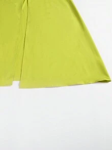 Elegant Solid Color Long Formal Dress With Slit Hem, Sleeveless One Shoulder Design - Green - View 4