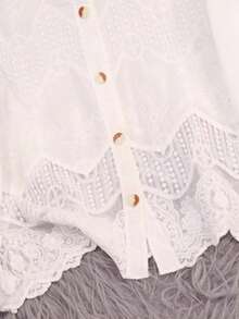 Square Neck, Vintage Panel, Cut-Out Long-Sleeved T-Shirt - White - View 5