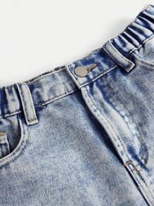 Teen Girls' Casual Fashionable  Denim Shorts - Light Wash - View 4