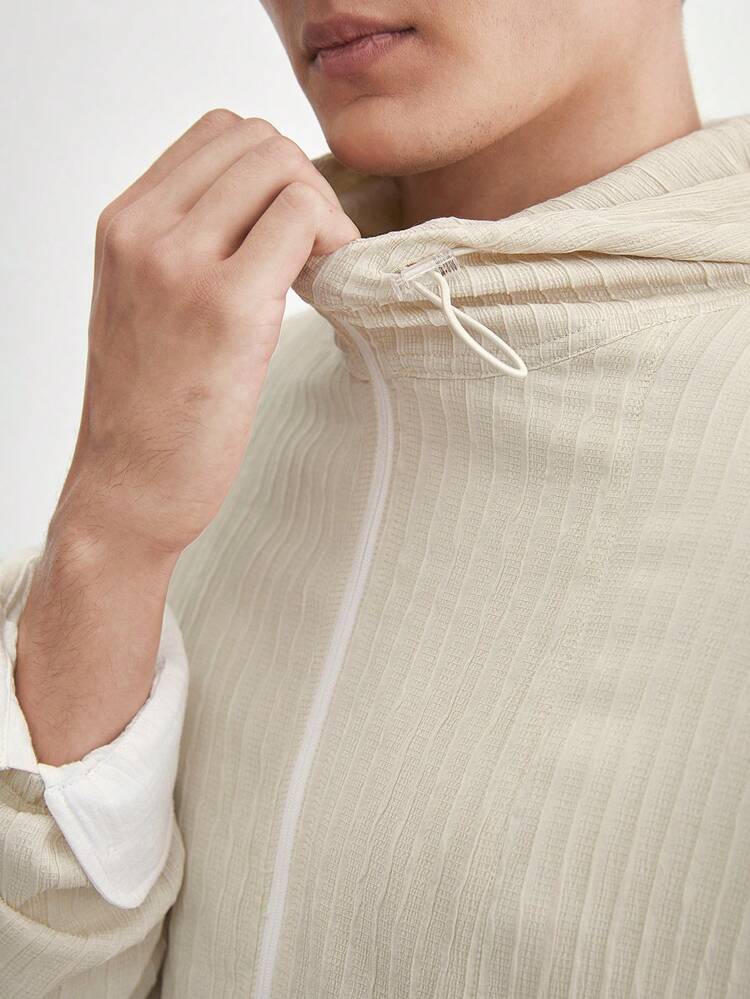 Men's Business Lightweight Woven Casual Loose Hooded Zipper Jacket, Suitable For Daily Wear, Summer, For Fall Winter
