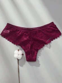 VKME 3 قطع/مجموعة سراويل داخلية تنورة بخصر منخفض بتصميم دانتيل بألوان متباينة - متعدد الألوان - مشاهدة 6