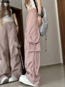 Solid Flap Pocket Cargo Pants