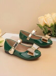 Fashionable Unisex Flat Shoes For Children - New Style Girls' Bowknot Shoes - Army Green - View 3