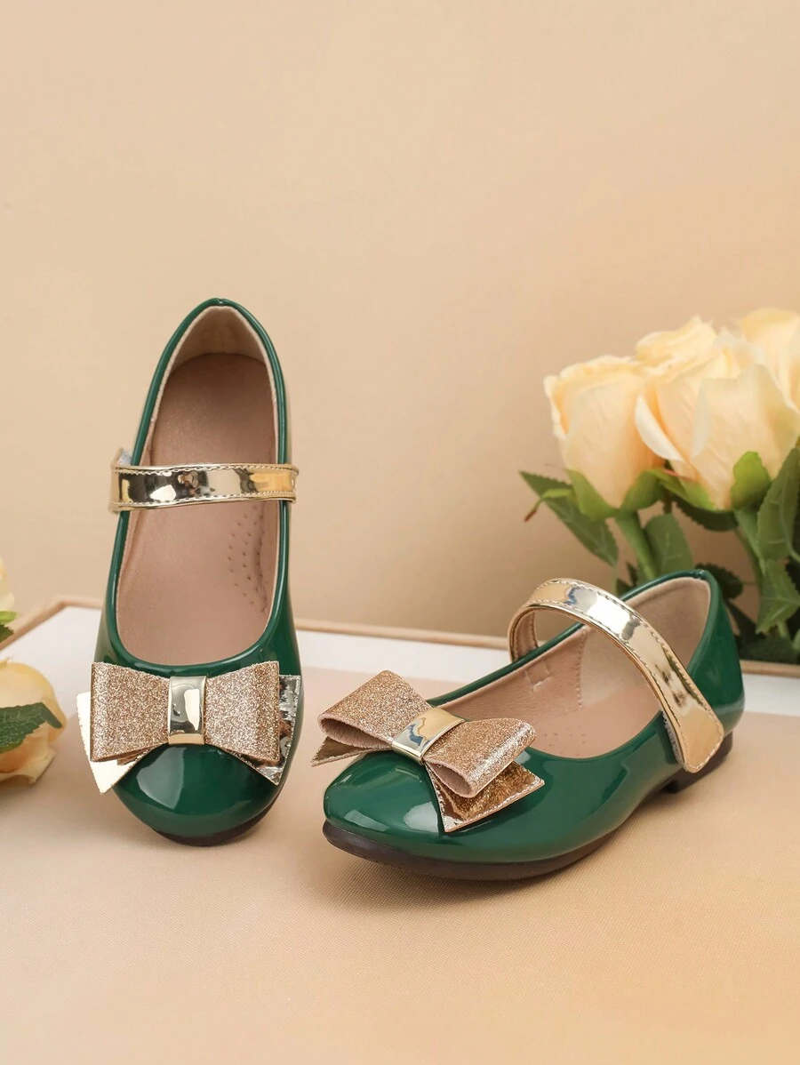 Fashionable Unisex Flat Shoes For Children - New Style Girls' Bowknot Shoes - Army Green - View 1
