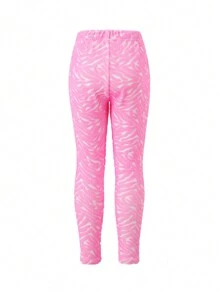 Leggings lungi de culoare uni roz fetiță - Roz - Vizualizare 2