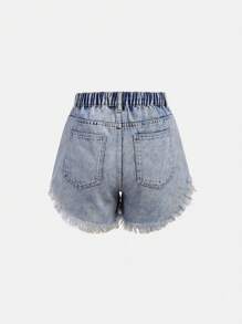 Teen Girls' Casual Fashionable  Denim Shorts - Light Wash - View 2