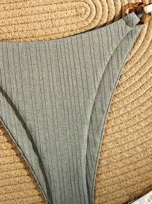 SHEIN Swim 夏季海灘環連三角形綁帶比基尼