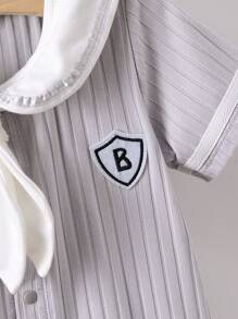 嬰兒男寶寶海洋領蝴蝶結爬服，2入組 - 彩色 - 查看 7