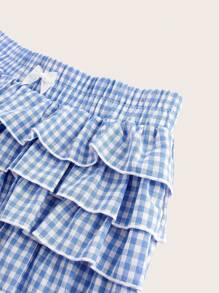 SHEIN MOD MOD Casual Low-Waist Plaid Ruffled Women's Ultra-Short Shorts Back To School