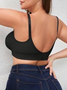 5pcs/Set Plus Size Solid Color Simple Wirefree Bra