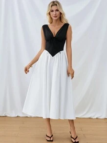 SHEIN Essnce Robe d'été féminine à taille cintrée en coton artificiel - blanc