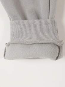 SHEIN 青少年男孩字母图案翻盖口袋侧抽绳腰部运动裤