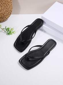 Dép xỏ ngón kiểu Pháp dành cho nữ, kiểu dáng nàng tiên ngọt ngào, đa năng, thích hợp cho kỳ nghỉ biển, dép đi biển đế mềm chống trượt, phù hợp cho hẹn hò, tụ họp, tiệc tùng, mặc hàng ngày, mùa hè, dép xỏ ngón. - màu đen - Xem 5