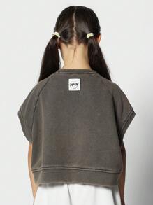 SUMWON Tween Girls Washed Boxy Fit Raglan Crop Tank Top