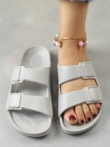 Zapatillas de plástico para mujer adecuadas para salidas de verano - Gris - Ver 2