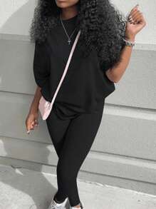 INAWLY Solva Bộ đồ hai mảnh hở vai và quần legging cho nữ - màu đen - Xem 4