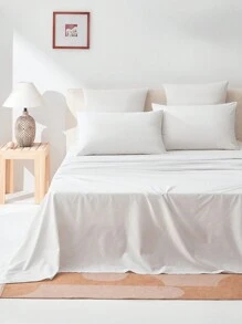 [100% Cotton]1pc Soft & Gentle Flat Sheet, All-Season Comfort And Breathable