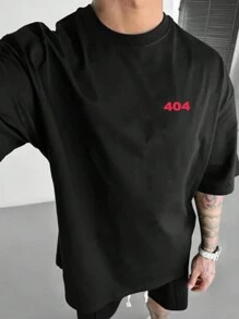 Áo thun nam cổ tròn tay ngắn in số mùa hè giản dị - màu đen - Xem 5