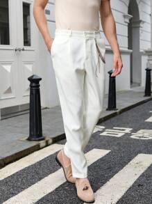 Manfinity VCAY Pantalones largos y rectos tejidos para hombre con banda elástica en la cintura, adecuados para primavera y verano