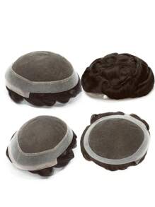 TrueHD Men Toupee Natural Skin Hairline Australia Base Swiss Lace Human Hair Durable Hair System Men's Capillary Prosthesis Male Wig - SNatural - View 6