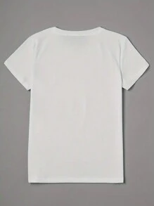 SHEIN Unity 修身款女式休閒短袖T恤，女裝 - 白色 - 查看 2