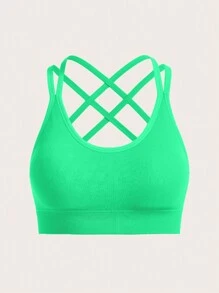 Core Rhythm 交叉背運動內衣 - 綠色 - 查看 7