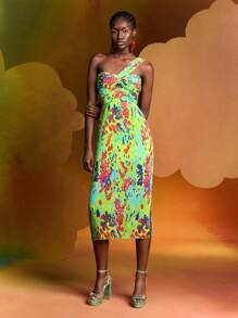 Alice McCall 设计师波西米亚风女式夏季碎花镂空不对称领口连衣裙套装，夏季连衣裙，适合节日、派对、度假、春季、节日、伊比沙岛装扮、舞会礼服、早午餐装扮、茶会礼服 - 彩色 - 查看 5