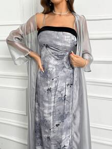 Modelyn Batik-Tube Kleid & offener Mantel vorne - Verschiedenfarbig - Übersicht 5