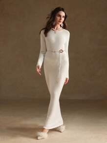 Anewsta Áo len nữ phong cách đi nghỉ màu trắng giản dị - Màu be - Xem 7