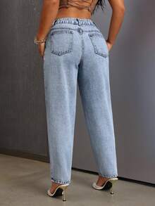 SHEIN SXY Jeans casuales de cintura alta, para uso diario en verano - Azul - Ver 3