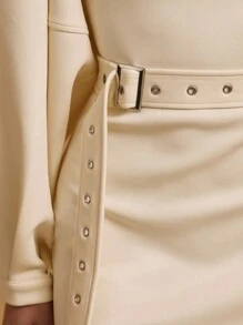 MONSE Mathilde Lhomme Designer Mini-jurk met gestructureerde mouwen en riem, elegante jurk, voor vakantie, feestoutfit, verjaardagsoutfits, lente, festival