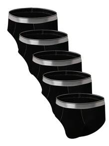 Snug Zone Men's Breathable Triangle Underwear, Plus Size, Four Seasons, Shorts Style (5pcs/Set) - Black - View 3