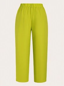 DreamSkyne 纯色褶饰西装裤 - 綠色 - 查看 2