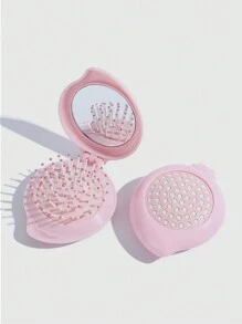 ROMWE 1pc Cute Mini Comb-Mirror Foldable Airbag Massage Comb (Random Color) Portable - Pink - View 2